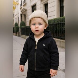 Burberry Boys Pearcy Checkered Logo Zipper Long Sleeve Hoodie Jacket Zip Up